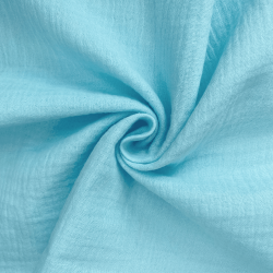 Ткань Муслин Жатый (Ширина 1,4м), цвет Небесно-голубой (на отрез) в Стерлитамаке