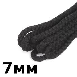 Шнур с сердечником 7мм, цвет Чёрный (плетено-вязанный, плотный)  в Стерлитамаке
